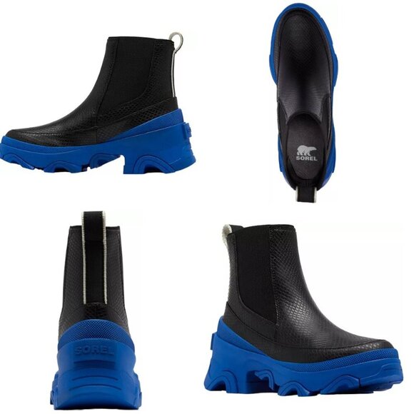 SOREL Brex Chelsea Weatherproof Leather Boot in Black & Cobalt Blue - Picture 4 of 7